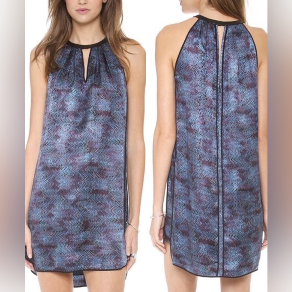 Rebecca Taylor Silk Python Print Sleeveless Halter Shift Dress
